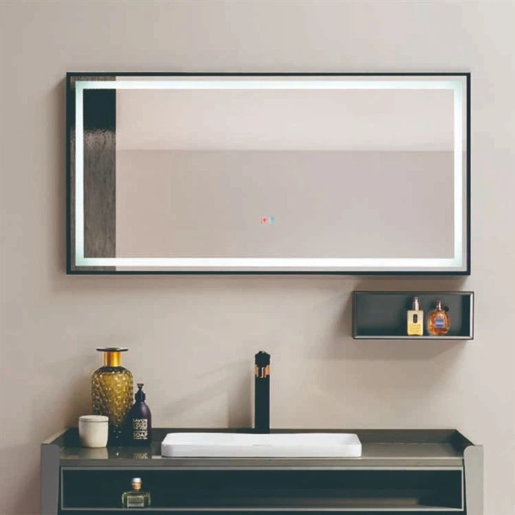 Aluminum mirror with light Aluminum mirror with light